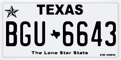 TX license plate BGU6643