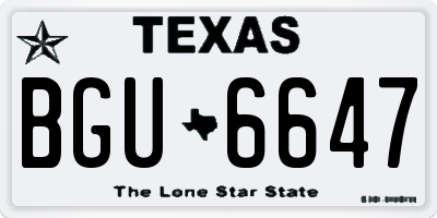 TX license plate BGU6647