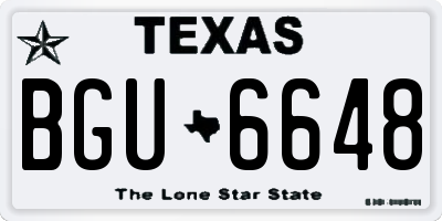 TX license plate BGU6648