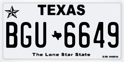TX license plate BGU6649