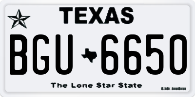 TX license plate BGU6650