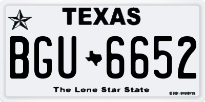 TX license plate BGU6652