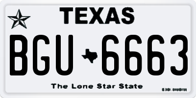 TX license plate BGU6663