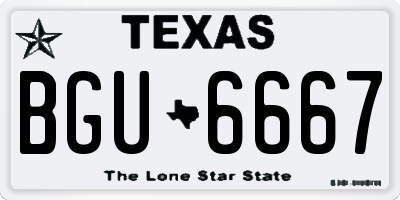 TX license plate BGU6667