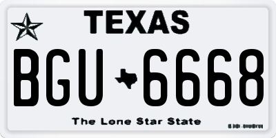 TX license plate BGU6668