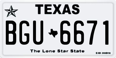 TX license plate BGU6671