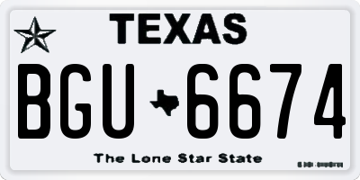 TX license plate BGU6674
