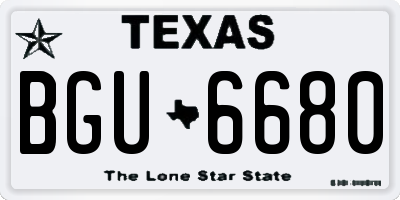 TX license plate BGU6680