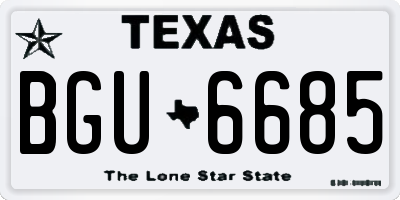 TX license plate BGU6685