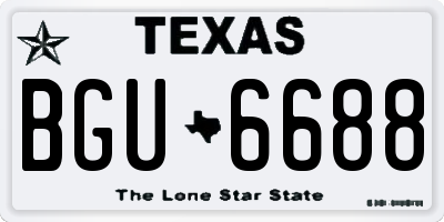 TX license plate BGU6688