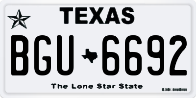 TX license plate BGU6692