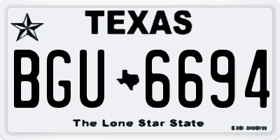 TX license plate BGU6694