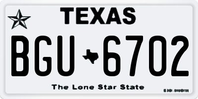 TX license plate BGU6702