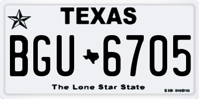 TX license plate BGU6705