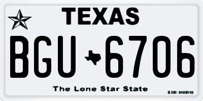 TX license plate BGU6706