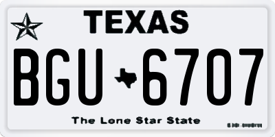 TX license plate BGU6707