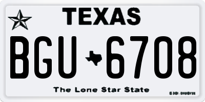 TX license plate BGU6708
