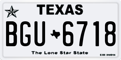 TX license plate BGU6718