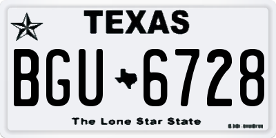 TX license plate BGU6728