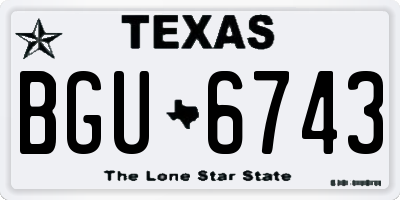 TX license plate BGU6743