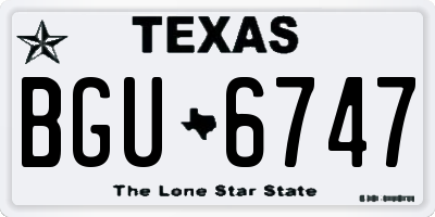 TX license plate BGU6747