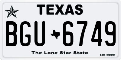 TX license plate BGU6749