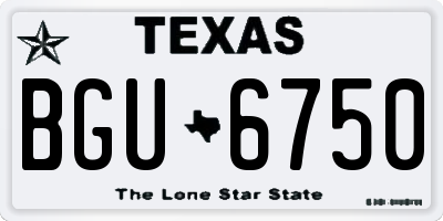 TX license plate BGU6750