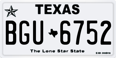 TX license plate BGU6752