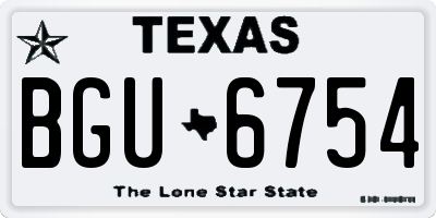 TX license plate BGU6754