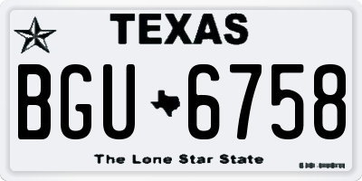TX license plate BGU6758
