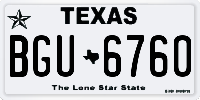 TX license plate BGU6760