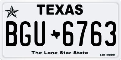 TX license plate BGU6763