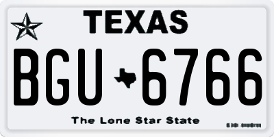 TX license plate BGU6766