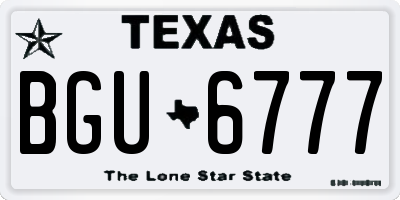TX license plate BGU6777