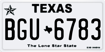 TX license plate BGU6783