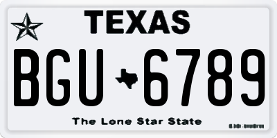TX license plate BGU6789
