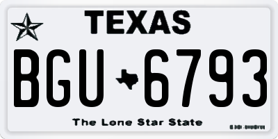 TX license plate BGU6793