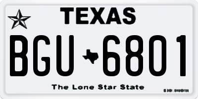 TX license plate BGU6801