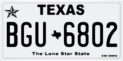 TX license plate BGU6802