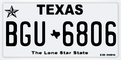 TX license plate BGU6806