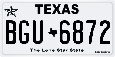 TX license plate BGU6872