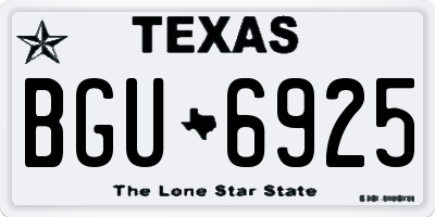 TX license plate BGU6925