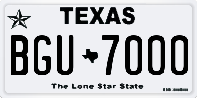 TX license plate BGU7000