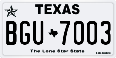 TX license plate BGU7003