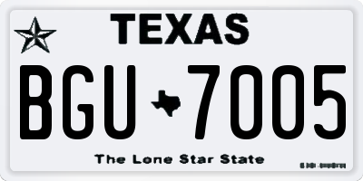 TX license plate BGU7005