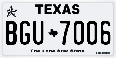 TX license plate BGU7006
