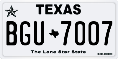 TX license plate BGU7007