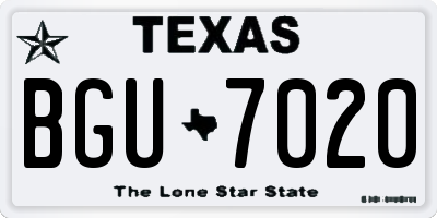 TX license plate BGU7020