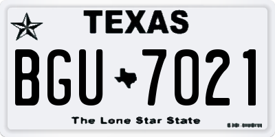 TX license plate BGU7021
