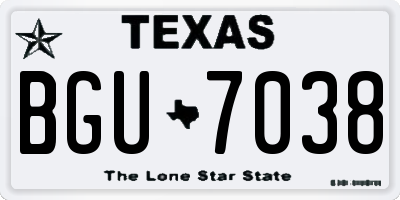 TX license plate BGU7038